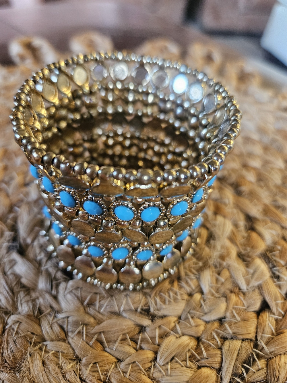 Gold-Tone Bracelet with Turquoise Accent Beads